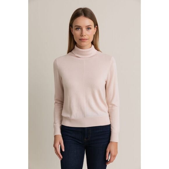 SAINT ART Carla Merino Wool Turtleneck Sweater Light Pink Medium - Picture 1 of 5